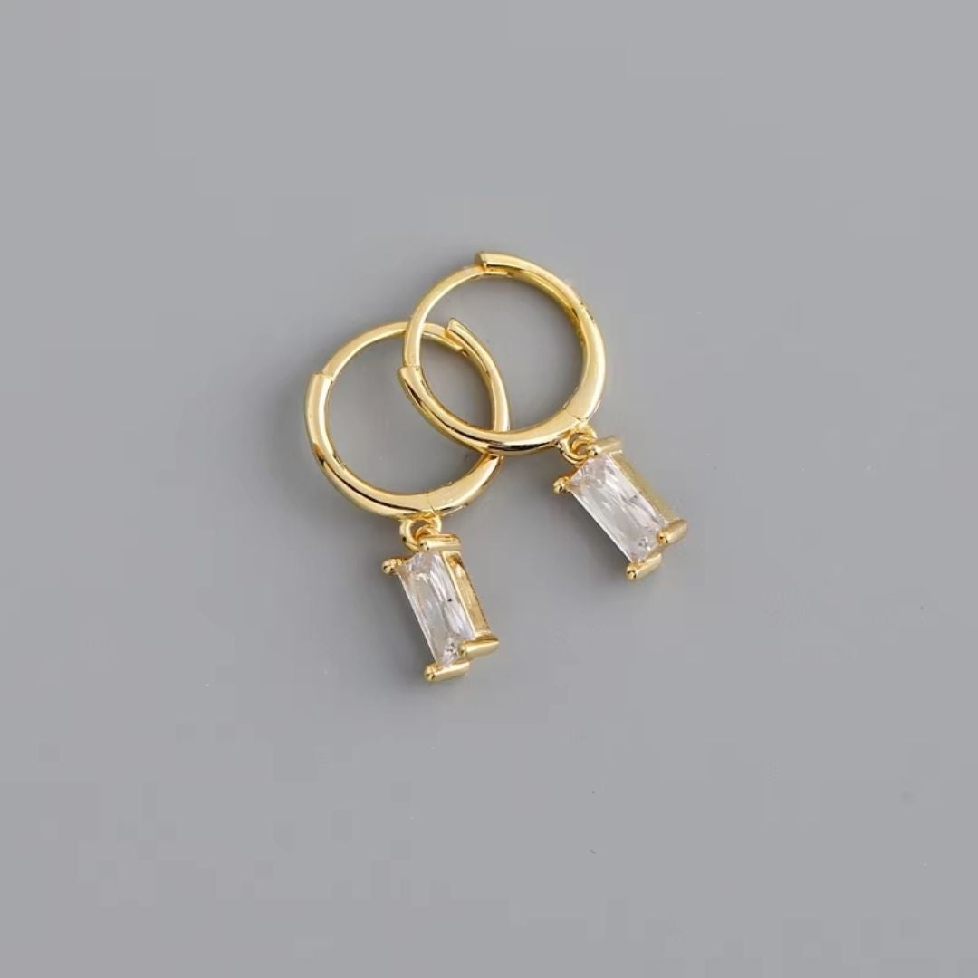 Baguette Drop Hoop Earrings Wisteria