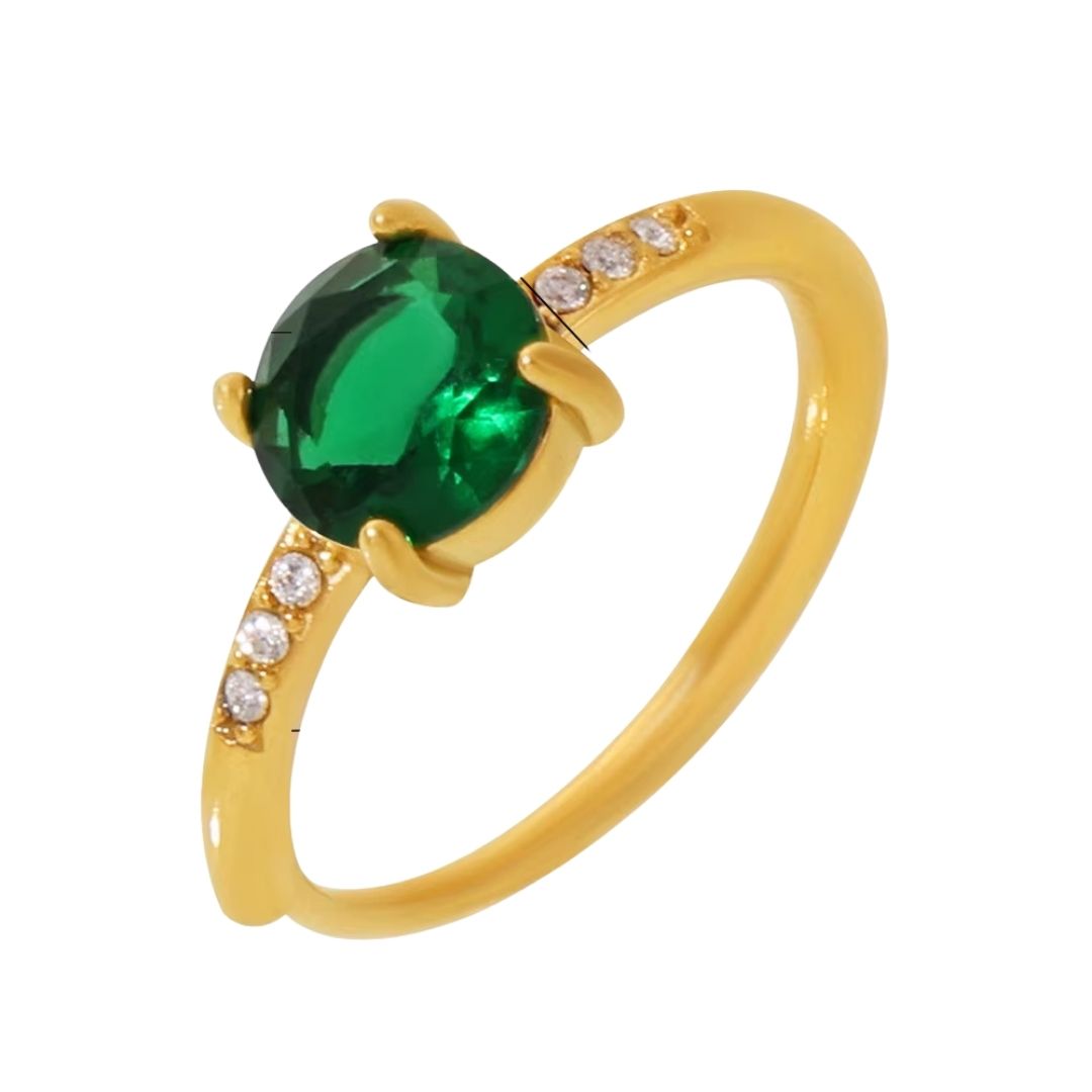Emerald Solitaire Ring Wisteria