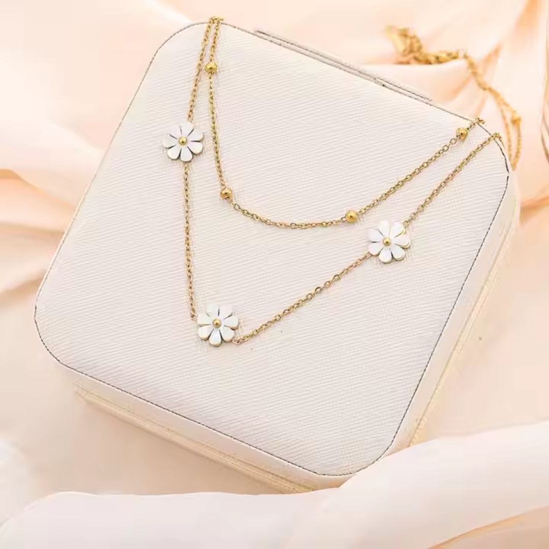 Daisy Charm Layered Necklace Wisteria