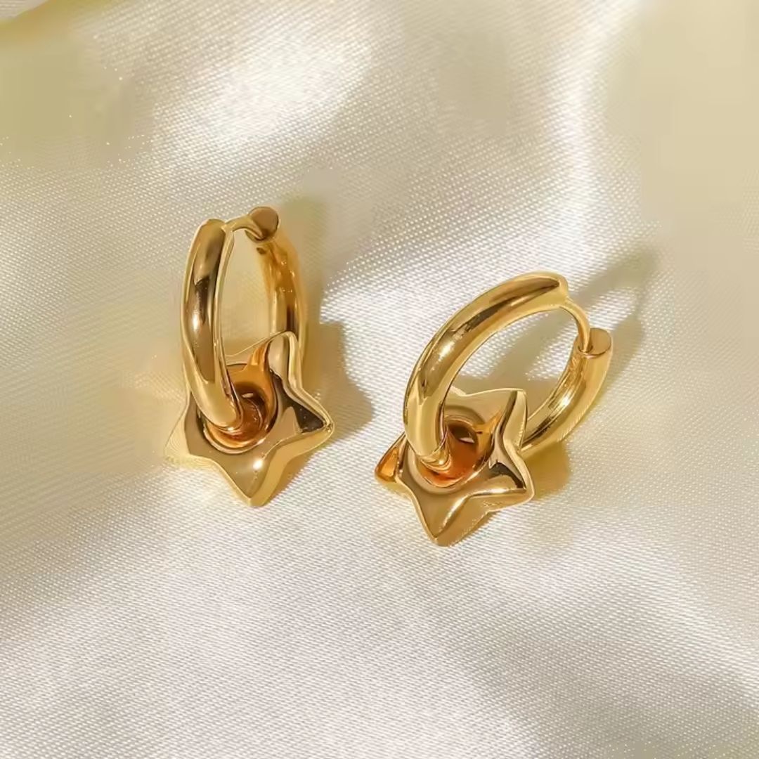 Chunky Star Drop Earrings Wisteria