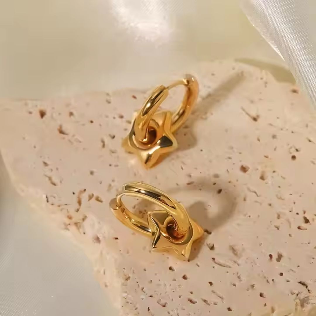 Chunky Star Drop Earrings Wisteria