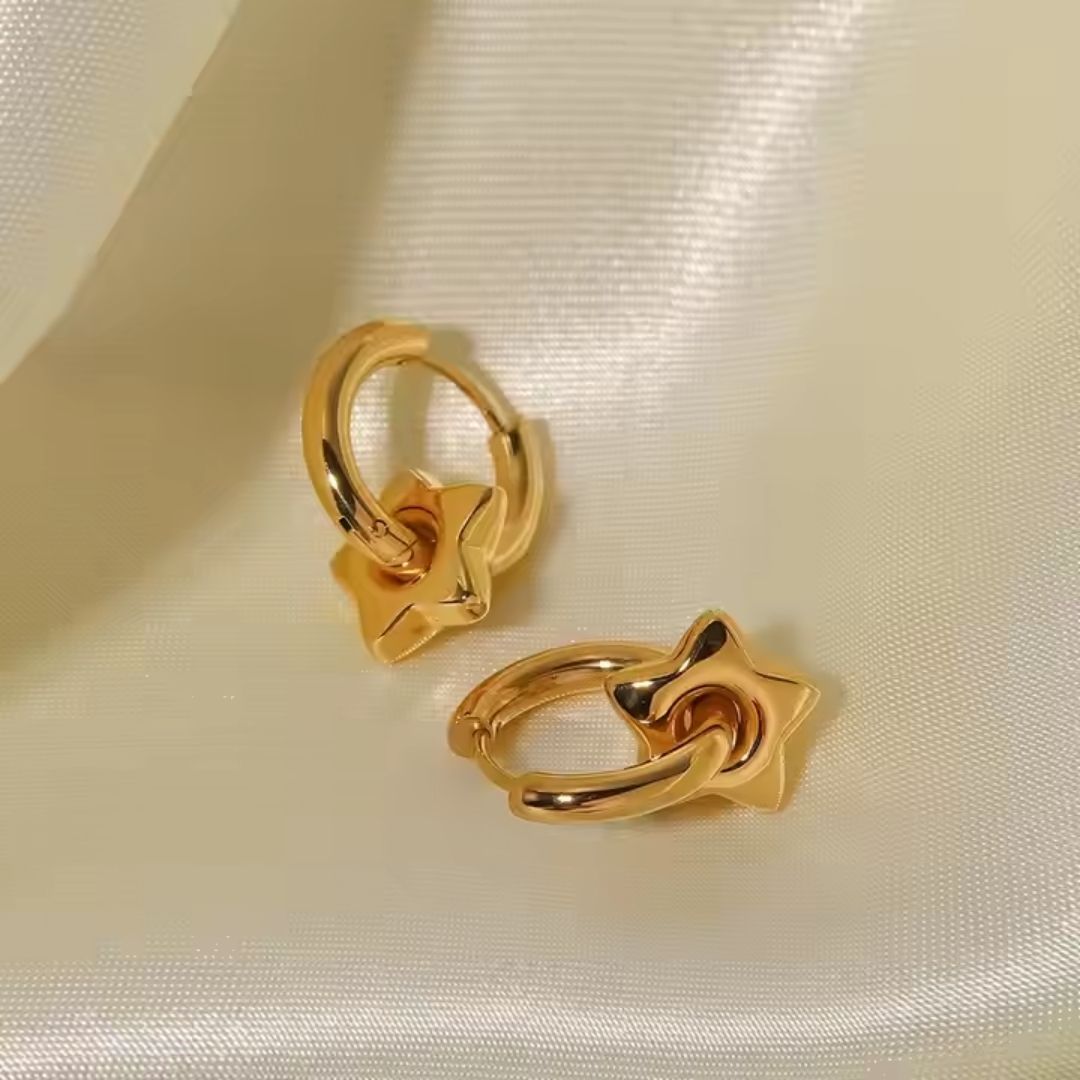 Chunky Star Drop Earrings Wisteria