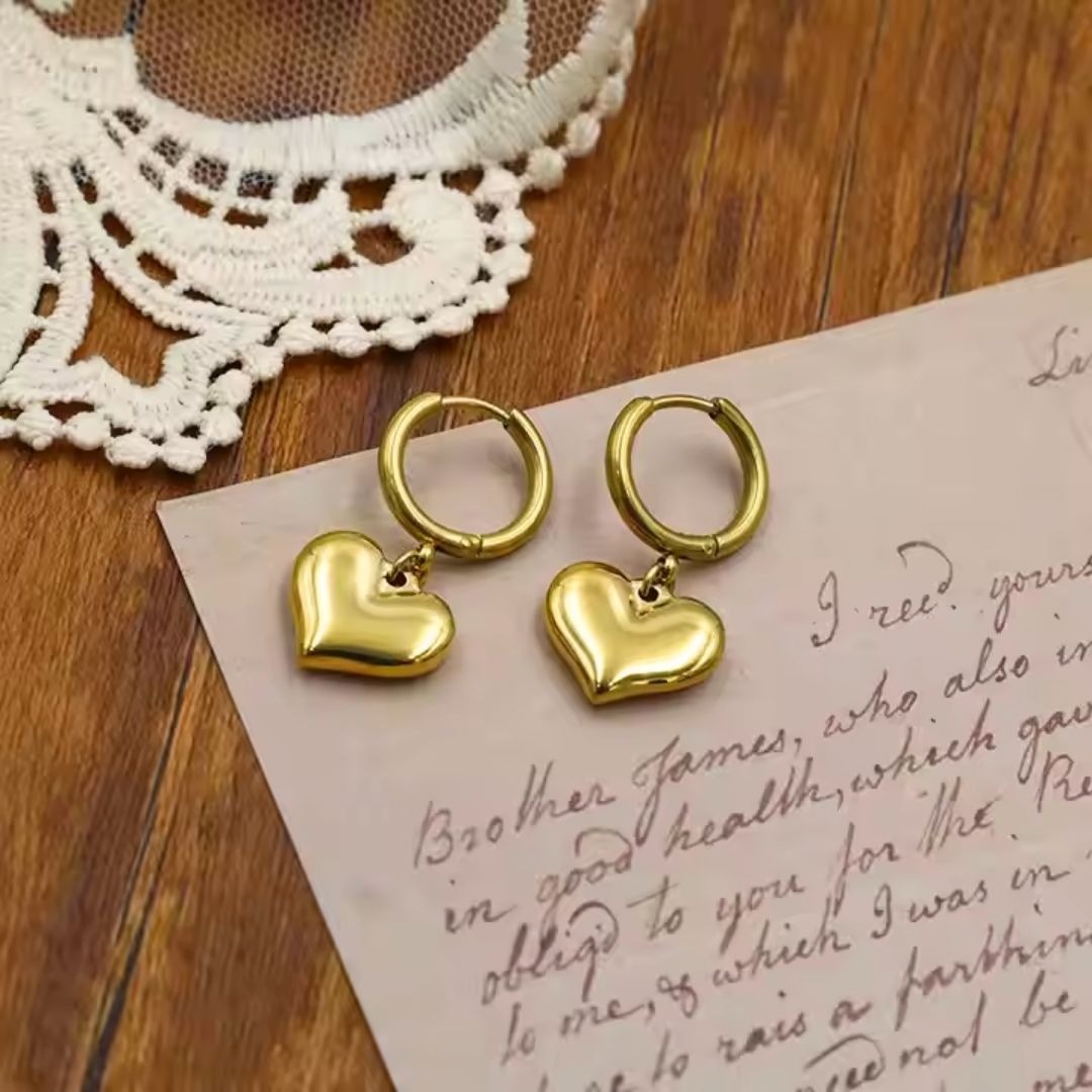 Puffy Heart Hoop Earrings Wisteria