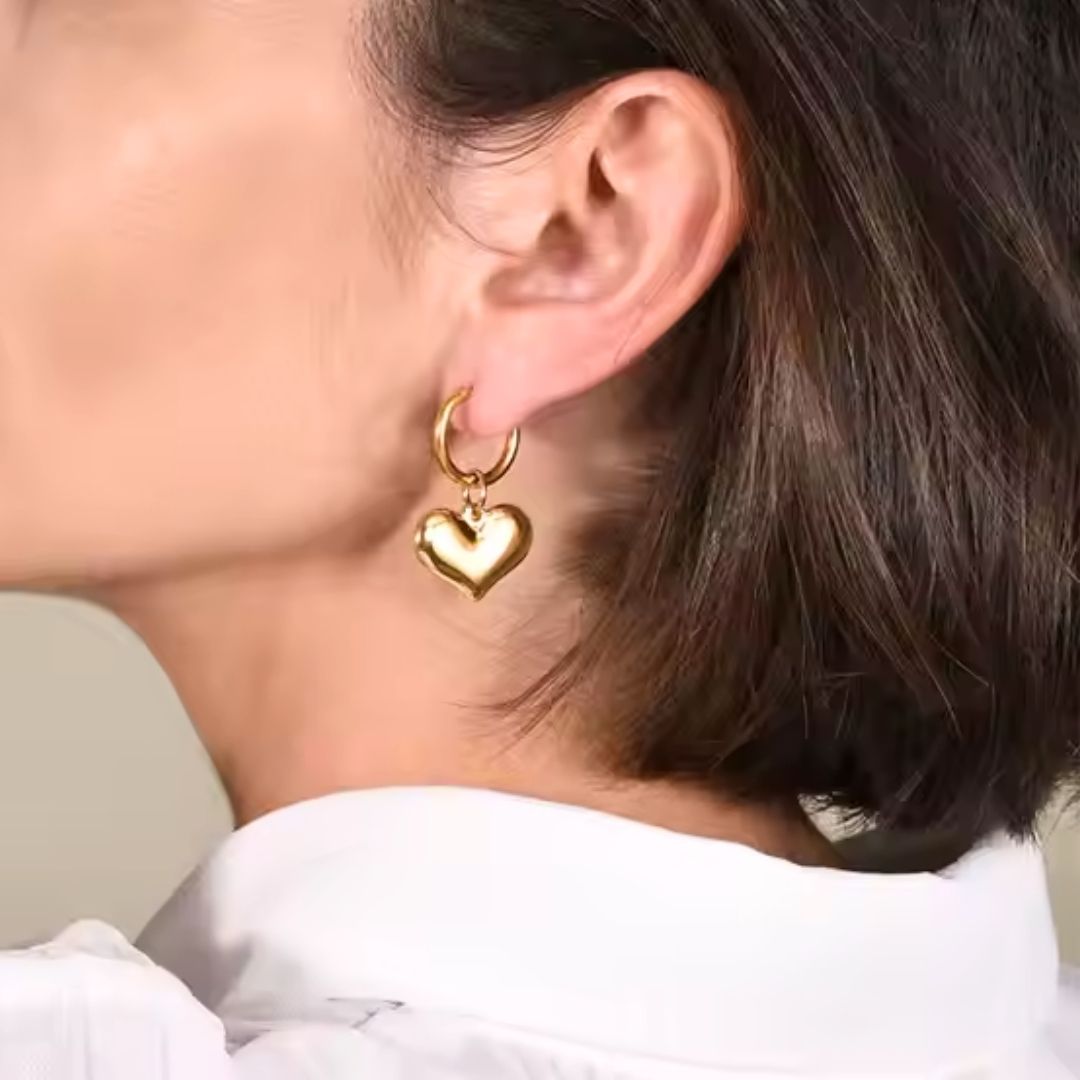 Puffy Heart Hoop Earrings Wisteria