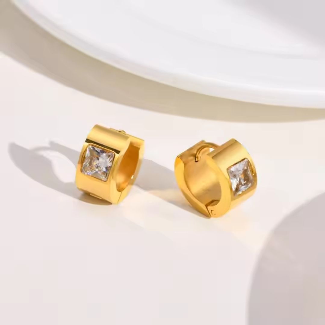 Classic Stone Huggie Hoops Wisteria
