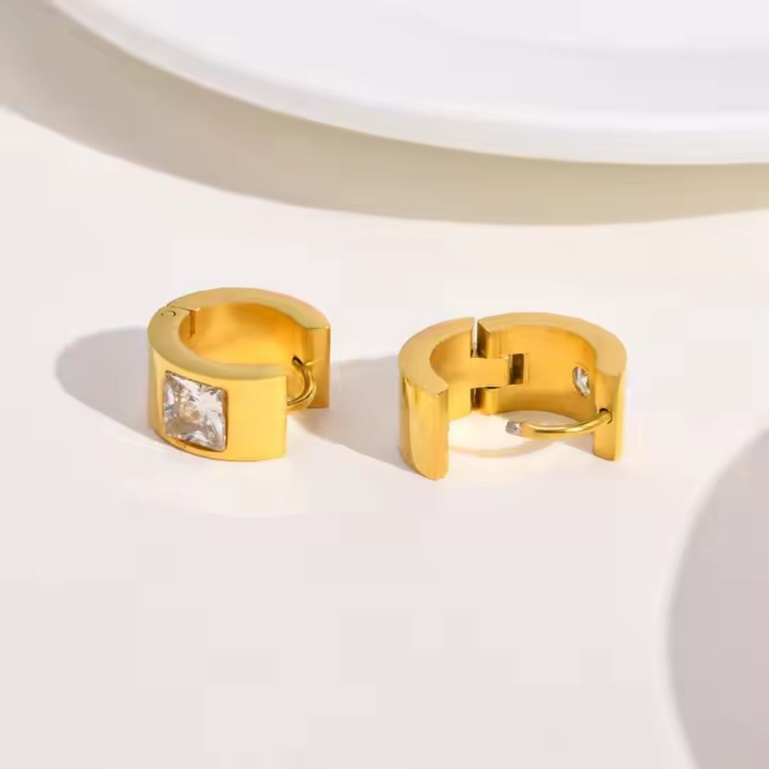 Classic Stone Huggie Hoops Wisteria