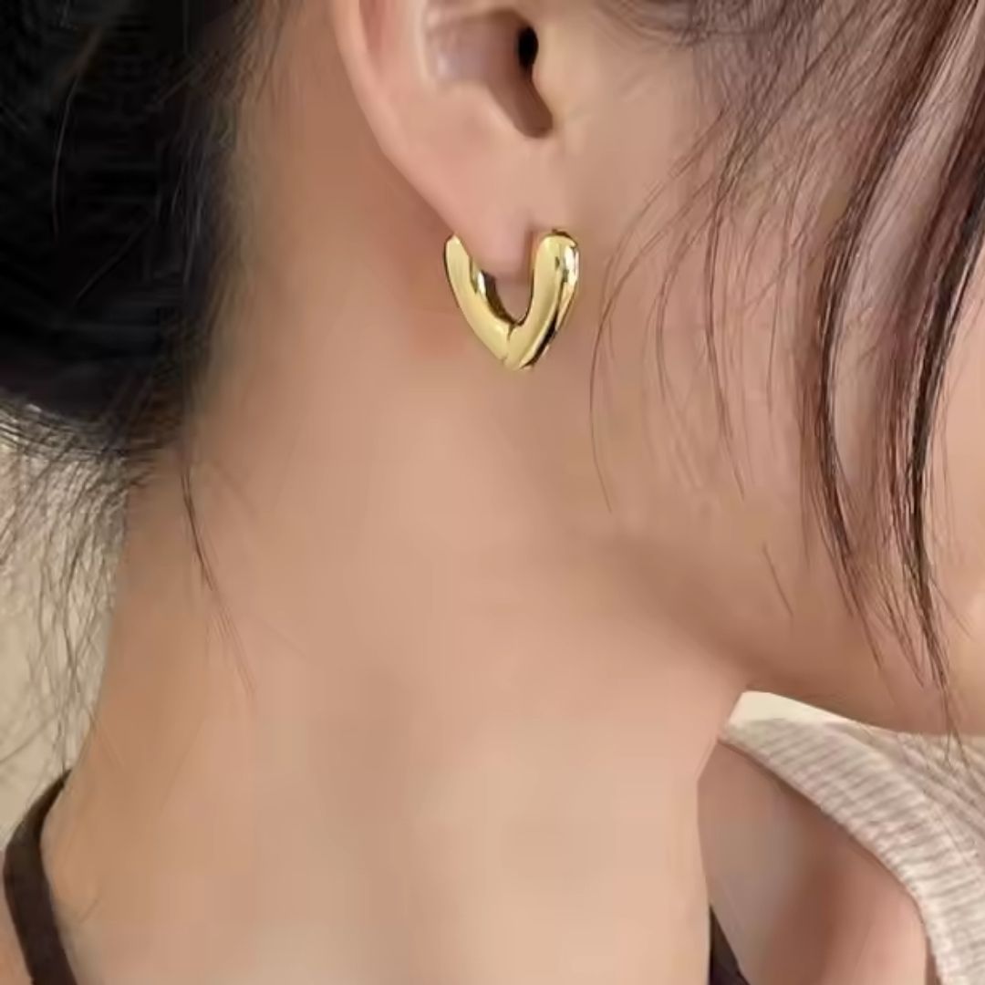 Chunky Heart Hoop Earrings Wisteria