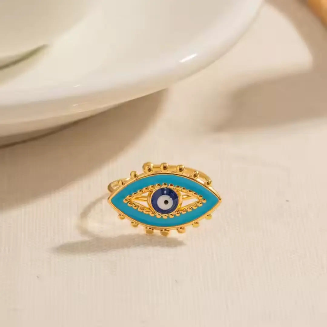 Aqua Evil Eye Ring Wisteria