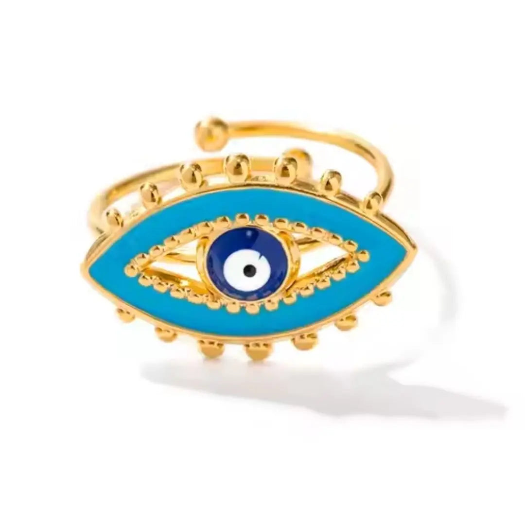 Aqua Evil Eye Ring Wisteria