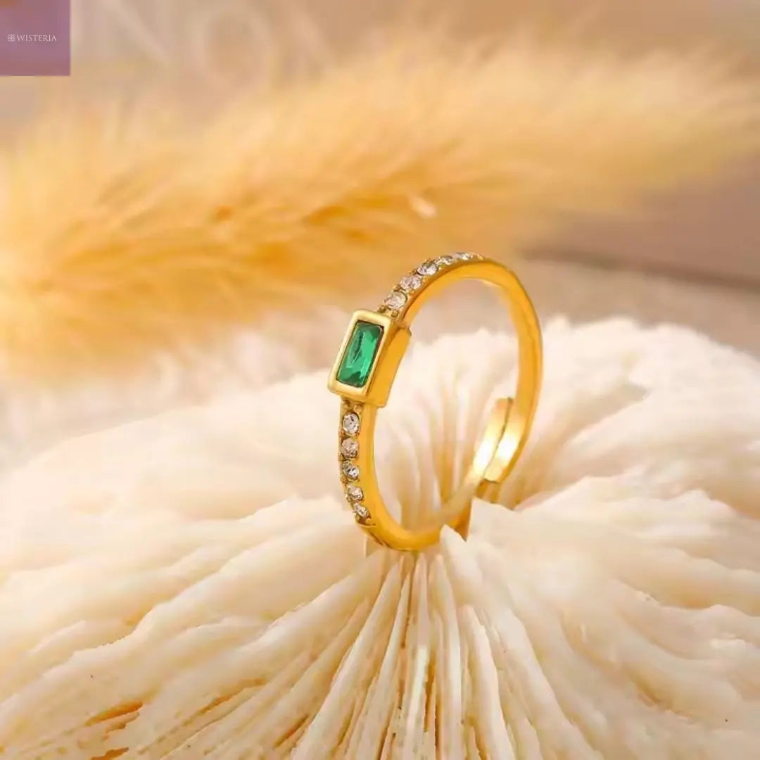 Baguette Crystal Adjustable Ring Wisteria