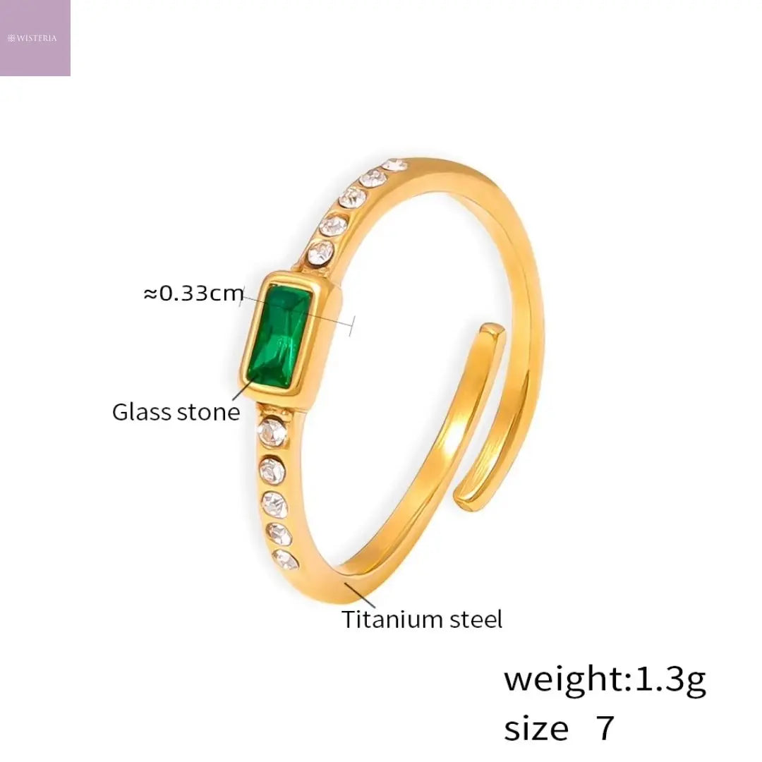 Baguette Crystal Adjustable Ring Wisteria