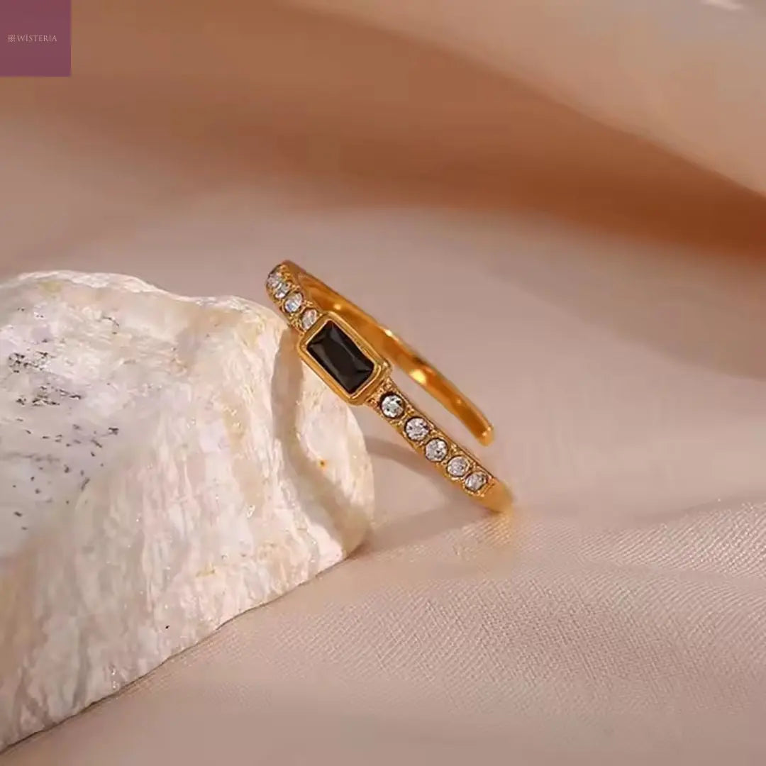 Baguette Crystal Adjustable Ring Wisteria