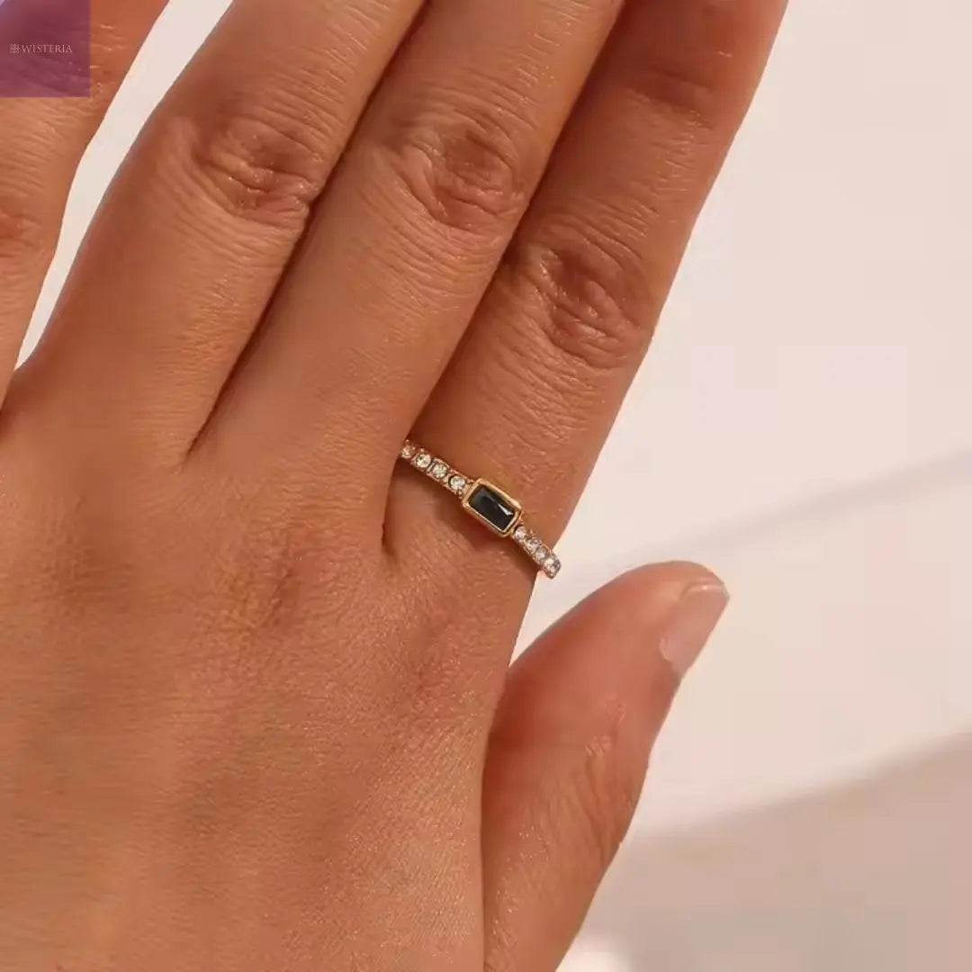 Baguette Crystal Adjustable Ring Wisteria