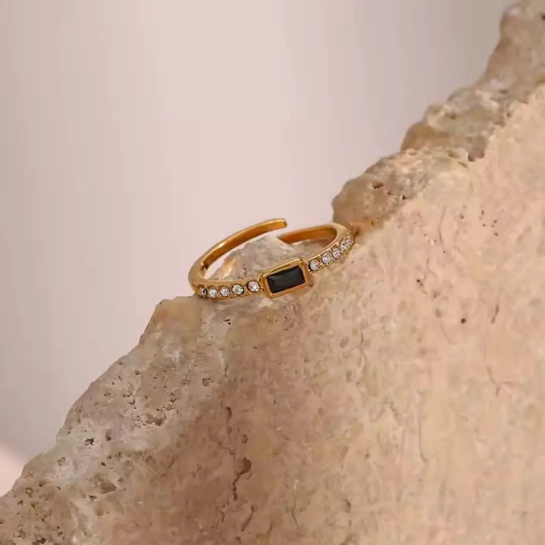 Baguette Crystal Adjustable Ring Wisteria