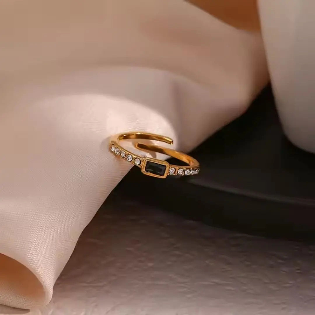 Baguette Crystal Adjustable Ring Wisteria