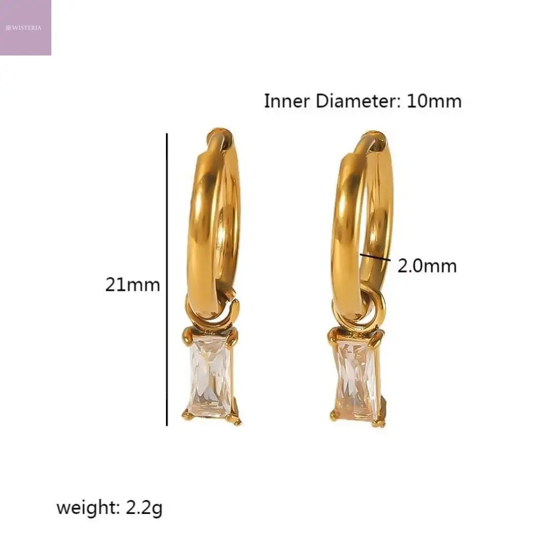 Baguette Drop Hoop Earrings Wisteria