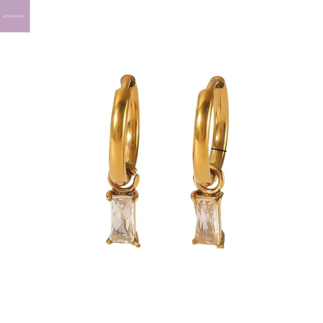 Baguette Drop Hoop Earrings Wisteria