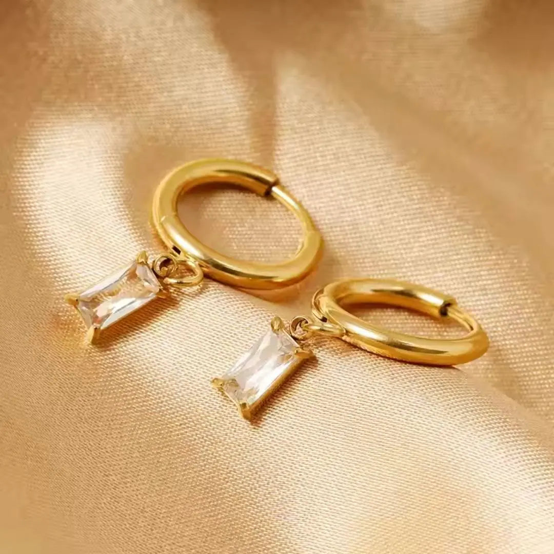 Baguette Drop Hoop Earrings Wisteria