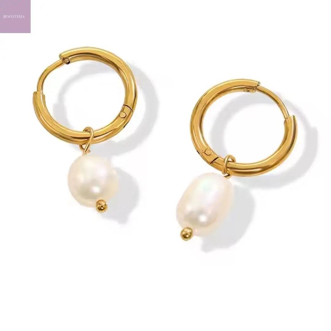 Baroque Pearl Hoop Earrings Wisteria