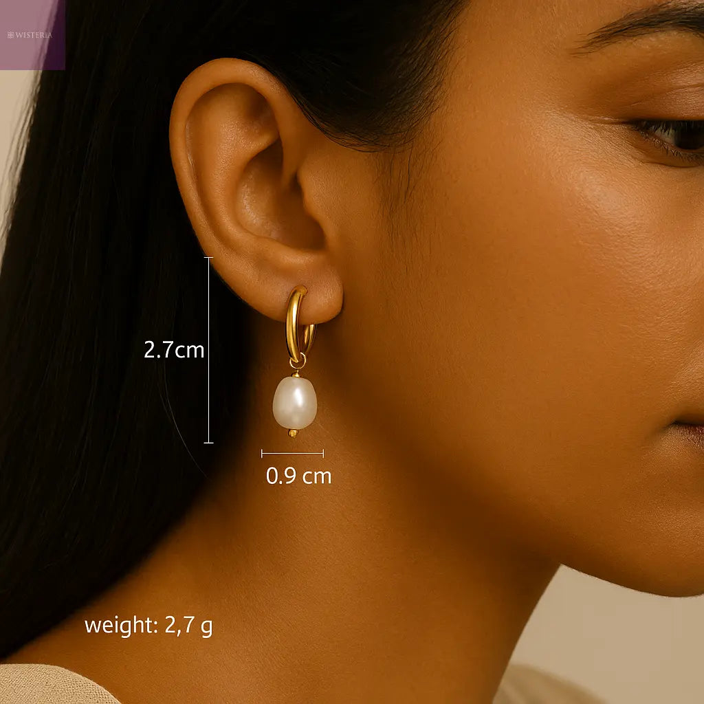Baroque Pearl Hoop Earrings Wisteria