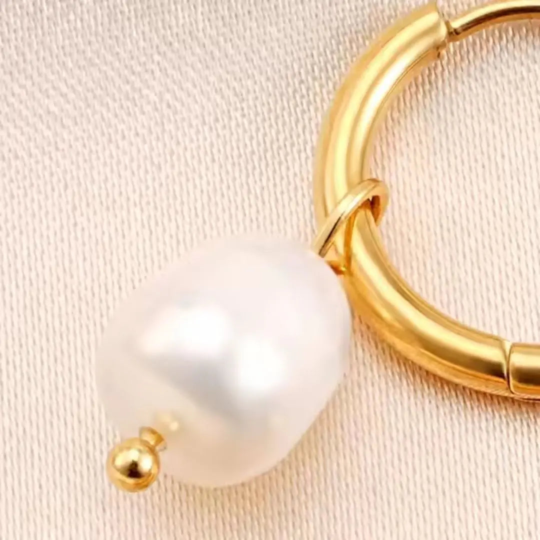Baroque Pearl Hoop Earrings Wisteria