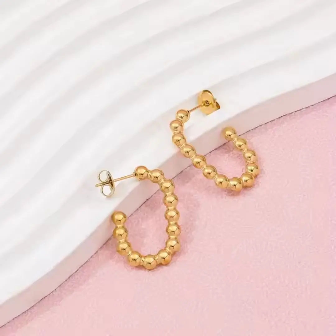 Beaded Curve Hoops Wisteria