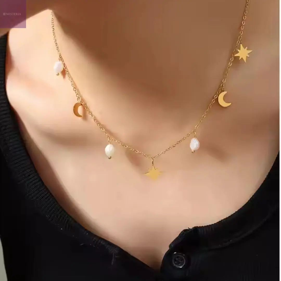 Celestial Pearl Necklace Wisteria