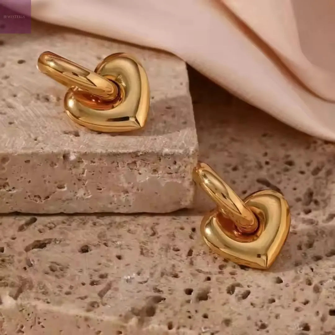 Chunky Heart Drop Earrings Wisteria