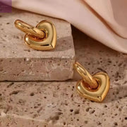Chunky Heart Drop Earrings Wisteria