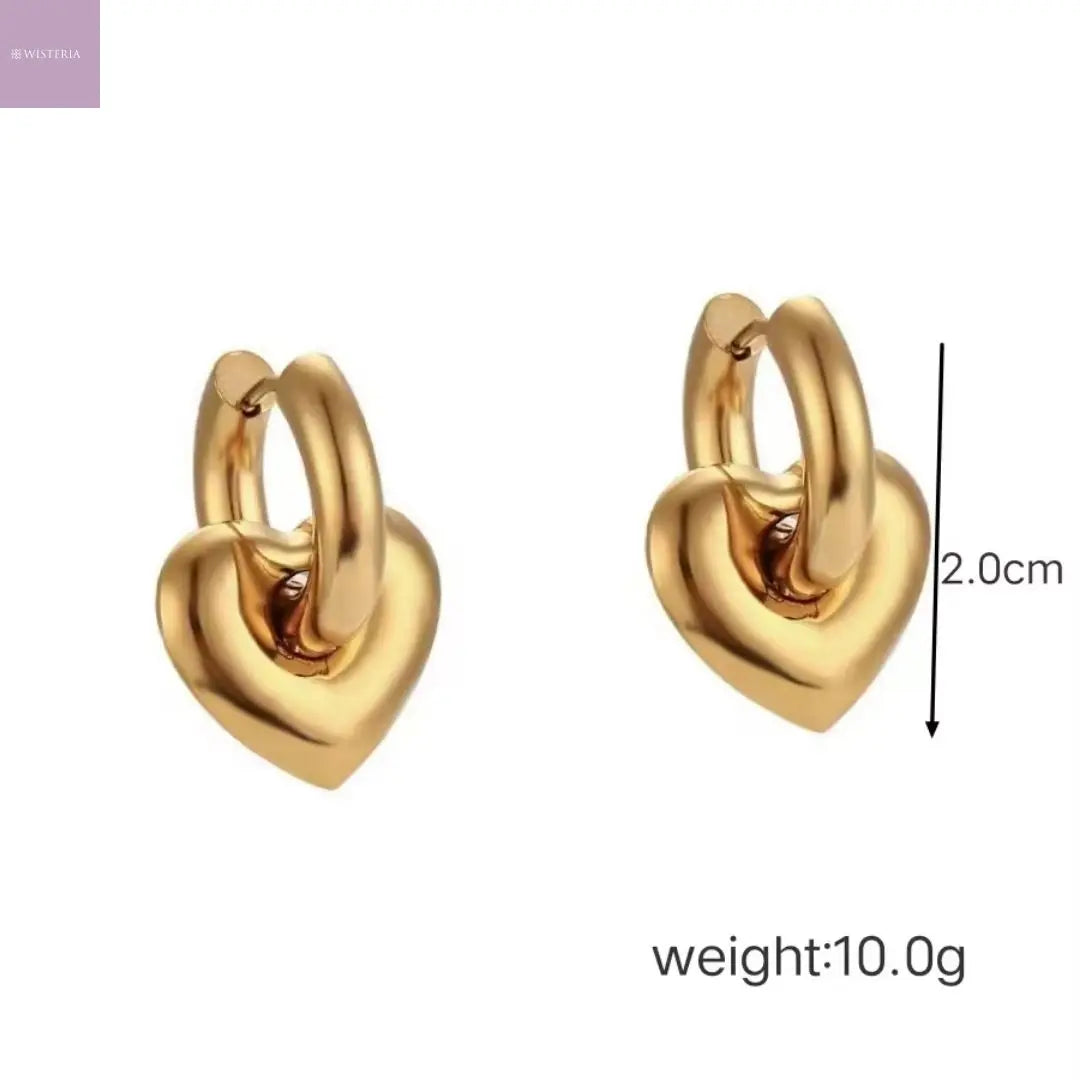 Chunky Heart Drop Earrings Wisteria