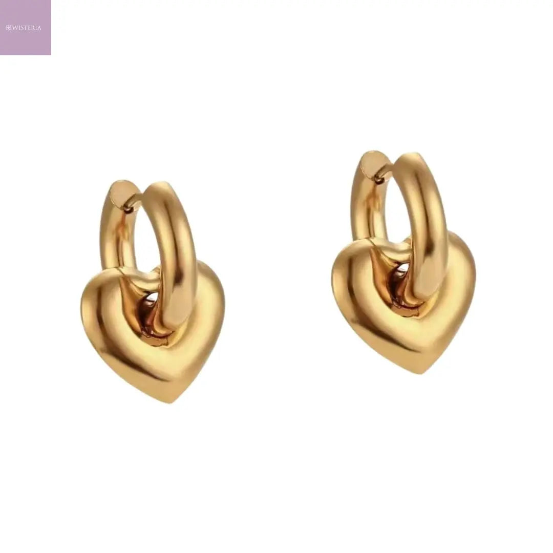 Chunky Heart Drop Earrings Wisteria