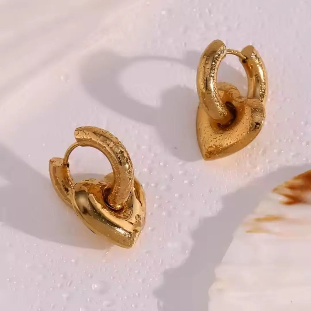 Chunky Heart Drop Earrings Wisteria