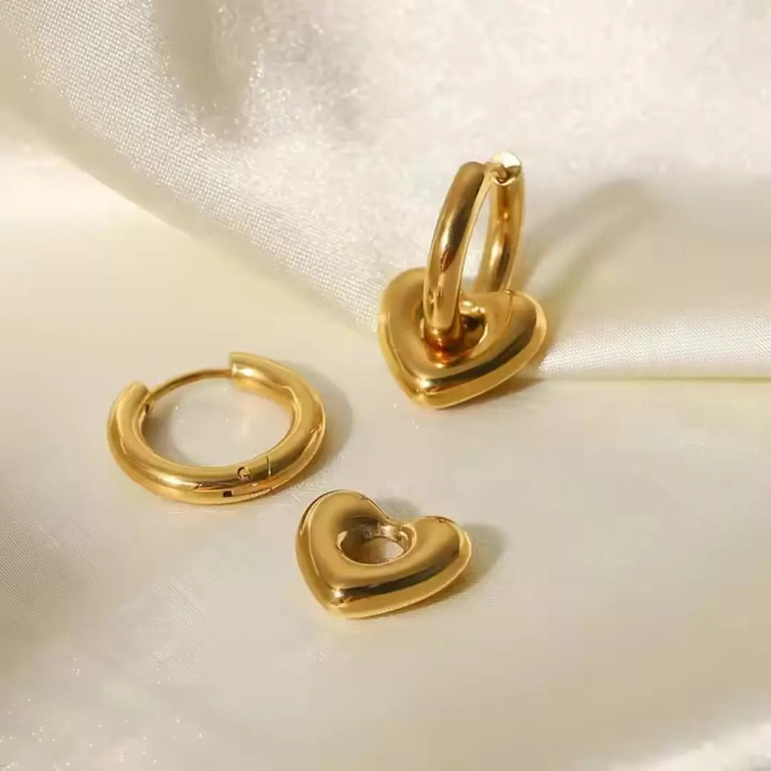 Chunky Heart Drop Earrings Wisteria