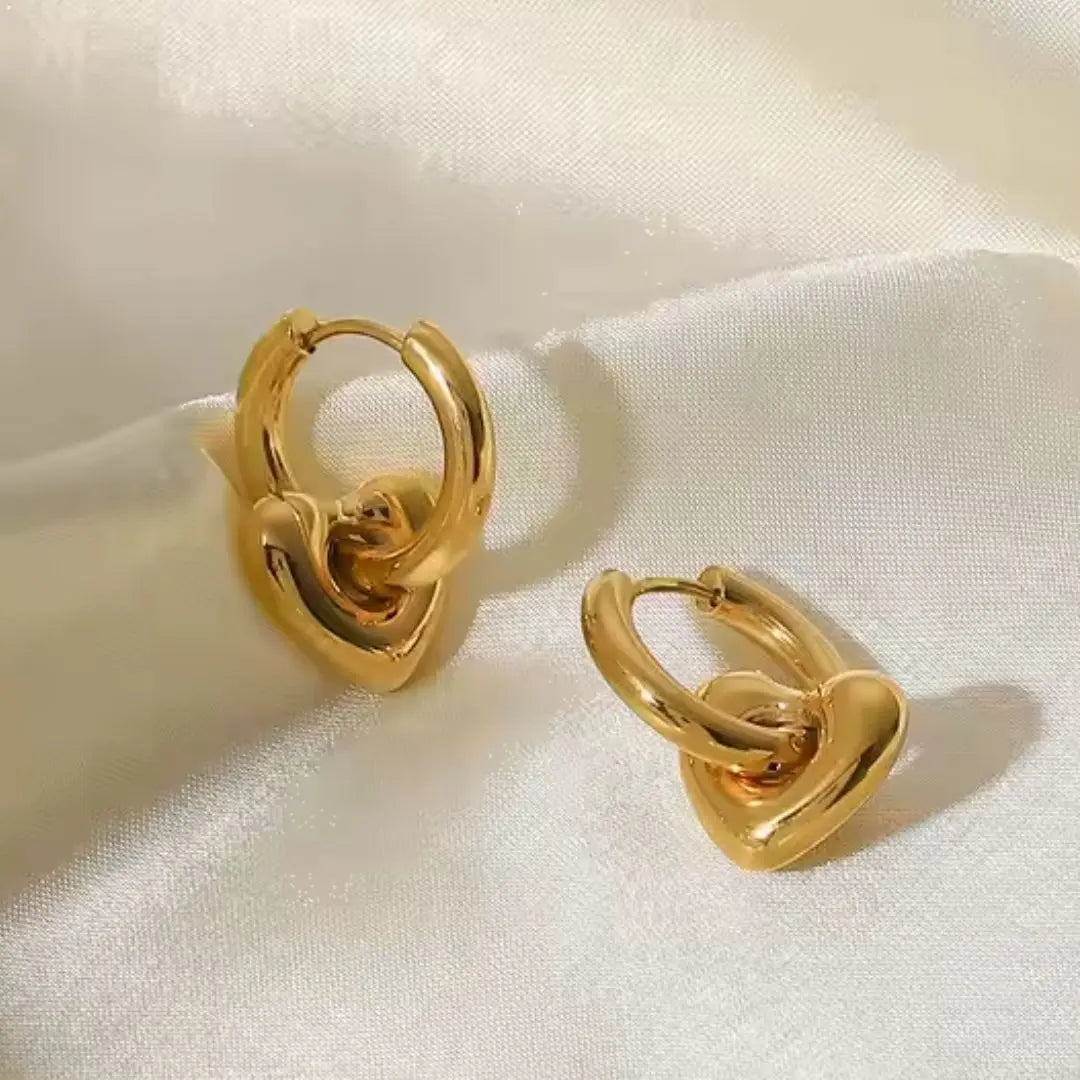 Chunky Heart Drop Earrings Wisteria
