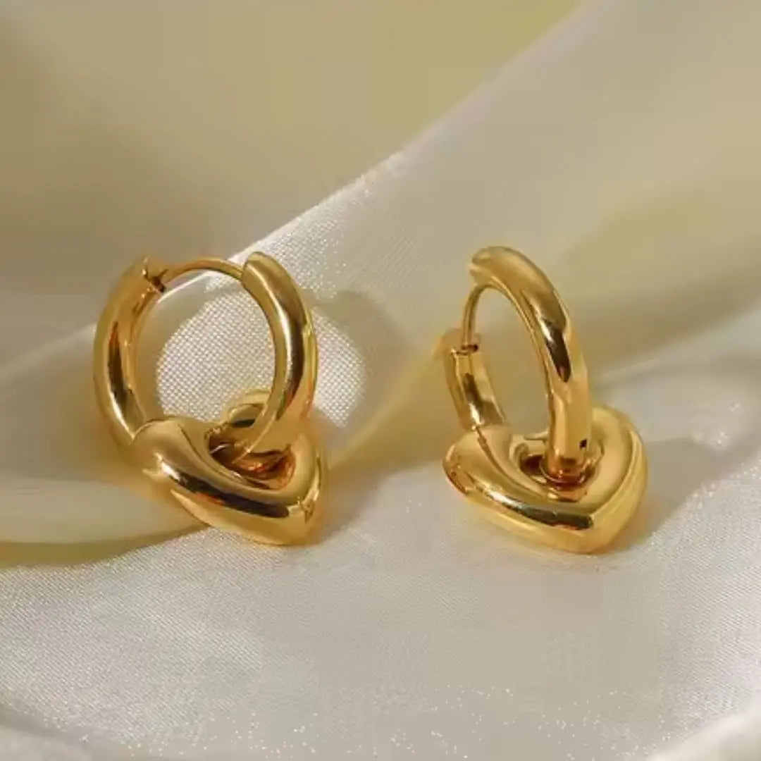 Chunky Heart Drop Earrings Wisteria