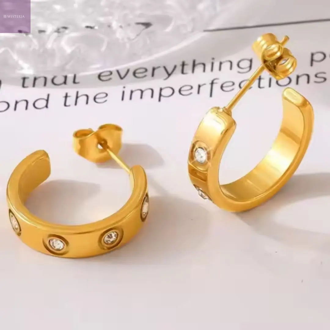 Crystal Dot Hoop Earrings Wisteria