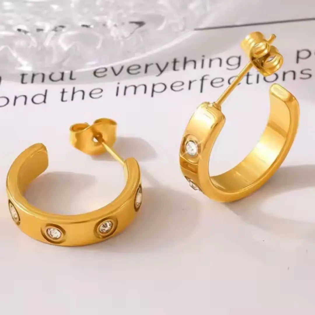 Crystal Dot Hoop Earrings Wisteria