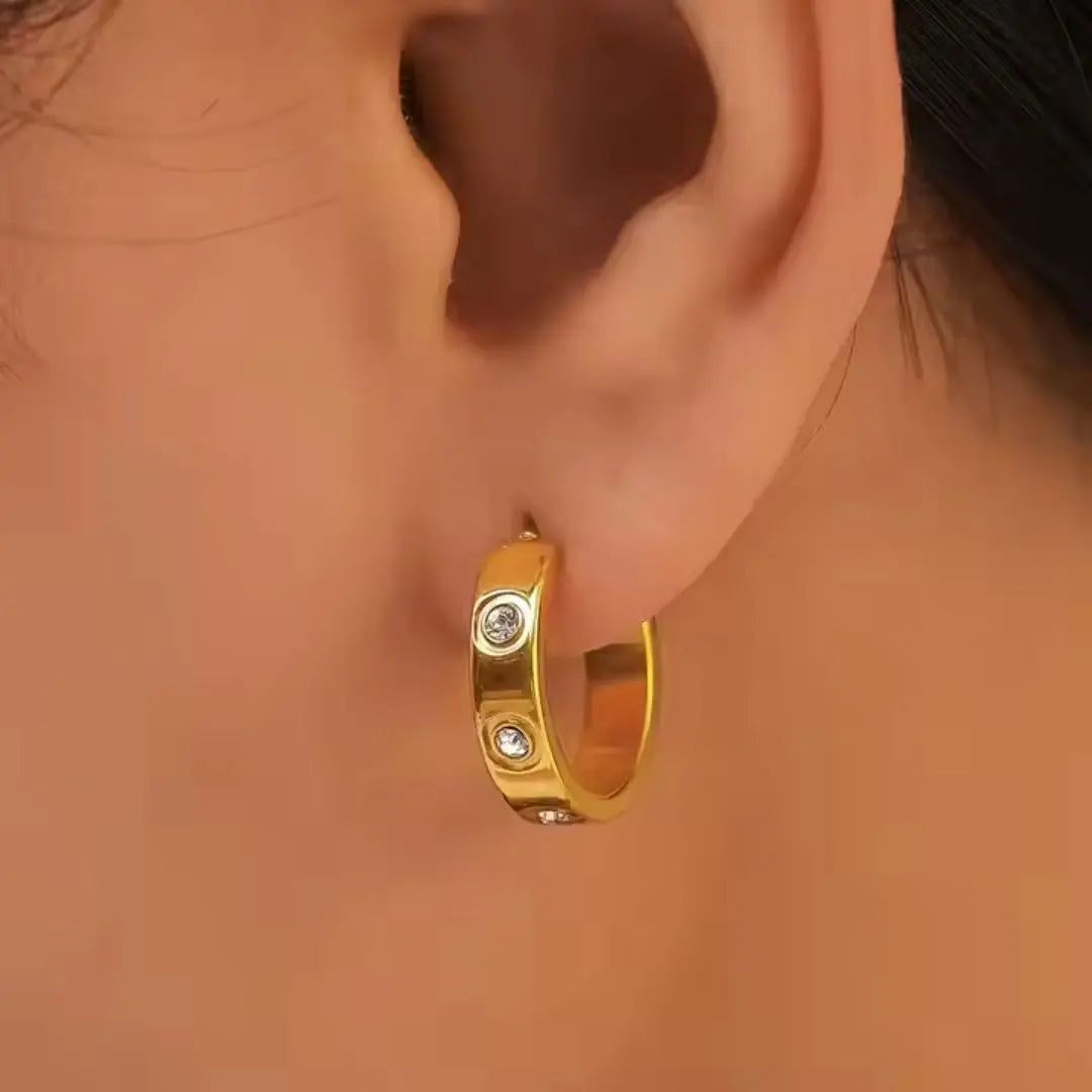 Crystal Dot Hoop Earrings Wisteria