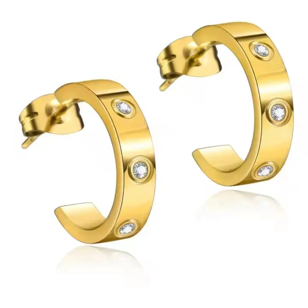 Crystal Dot Hoop Earrings Wisteria