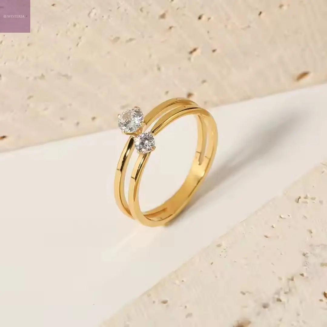 Gemini Twin Stone Ring Wisteria