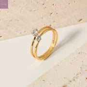 Gemini Twin Stone Ring Wisteria