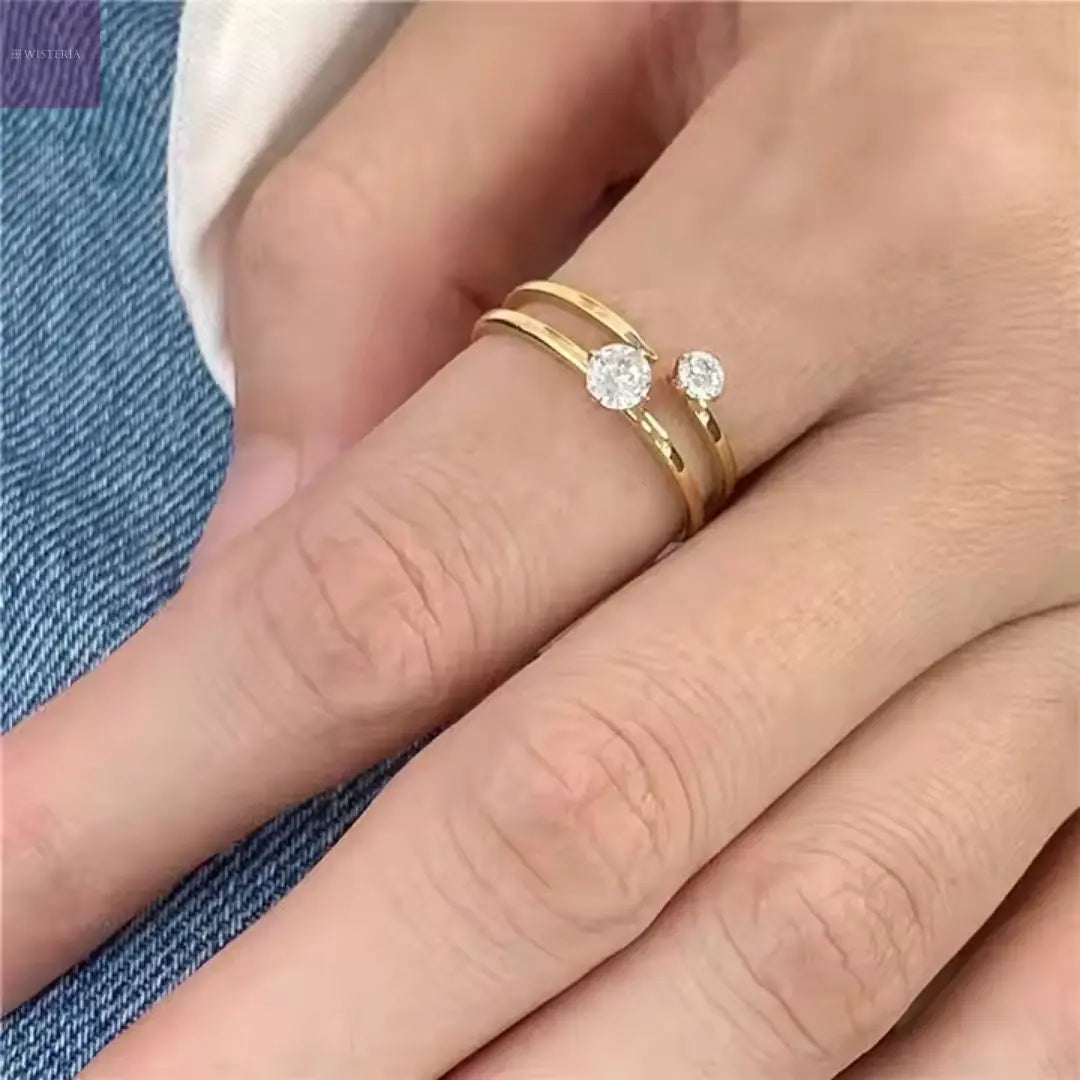 Gemini Twin Stone Ring Wisteria