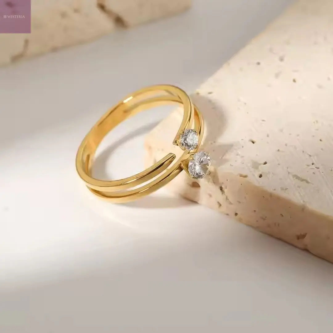 Gemini Twin Stone Ring Wisteria