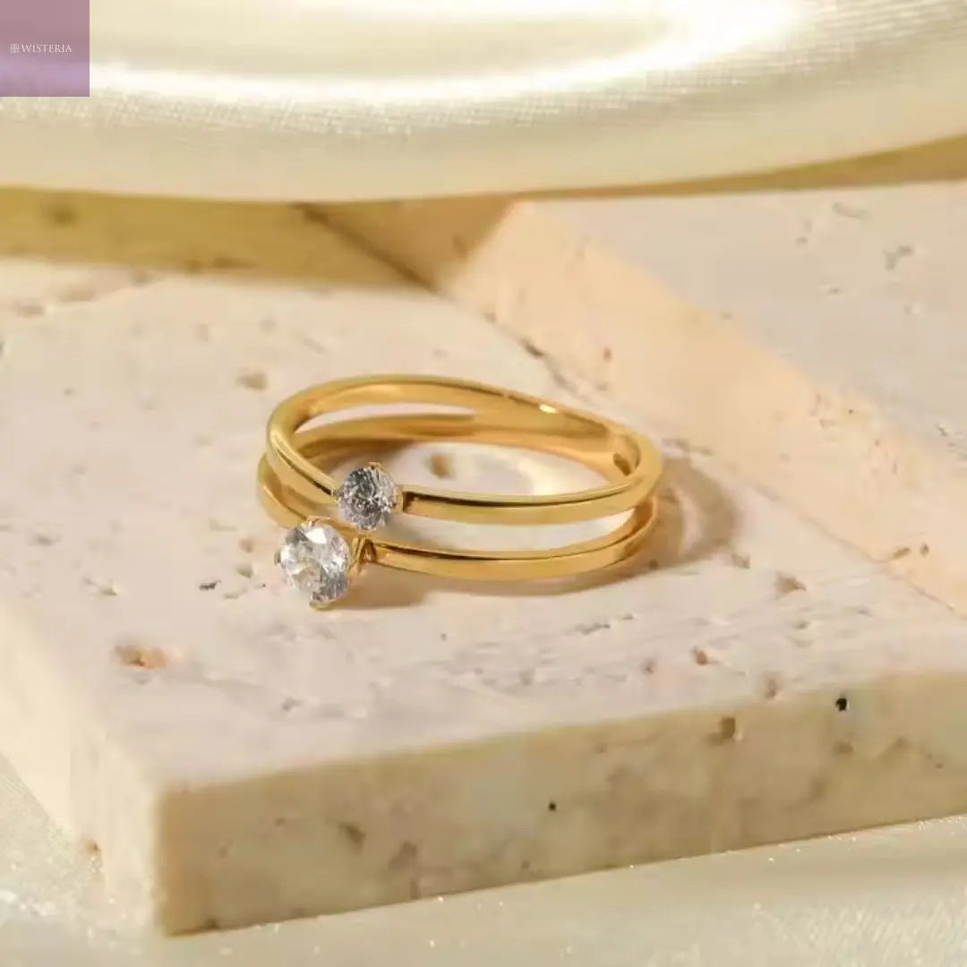 Gemini Twin Stone Ring Wisteria