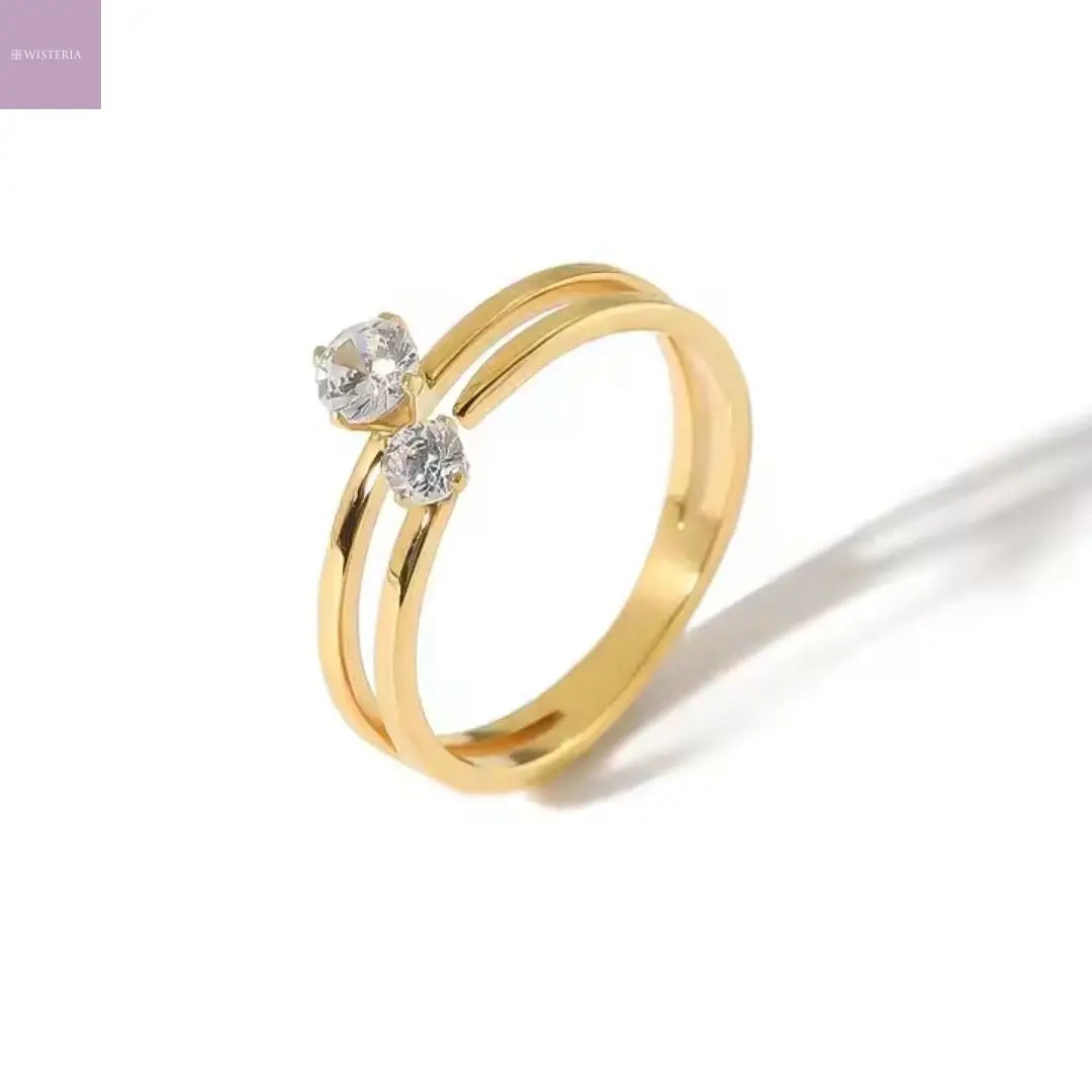 Gemini Twin Stone Ring Wisteria