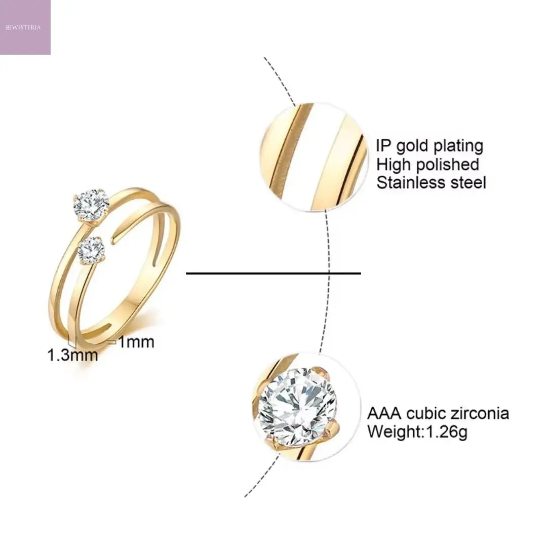 Gemini Twin Stone Ring Wisteria