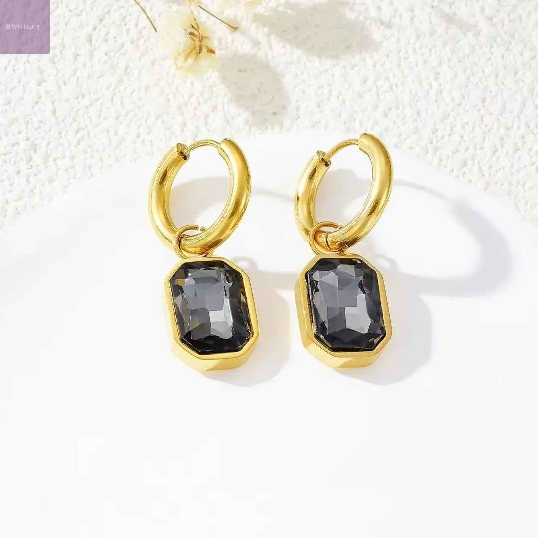 Gemstone Drop Hoops Wisteria