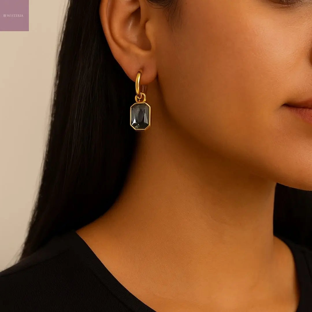 Gemstone Drop Hoops Wisteria
