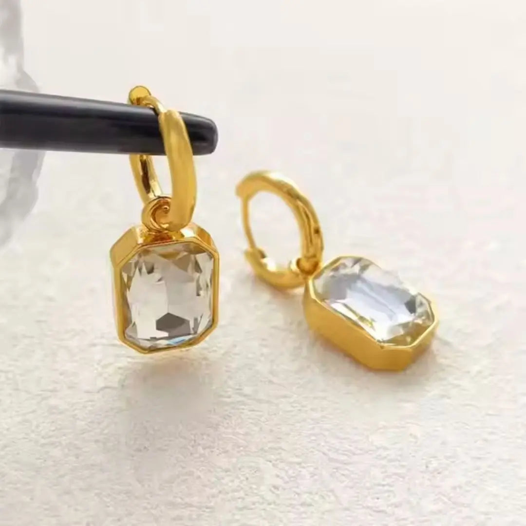 Gemstone Drop Hoops Wisteria
