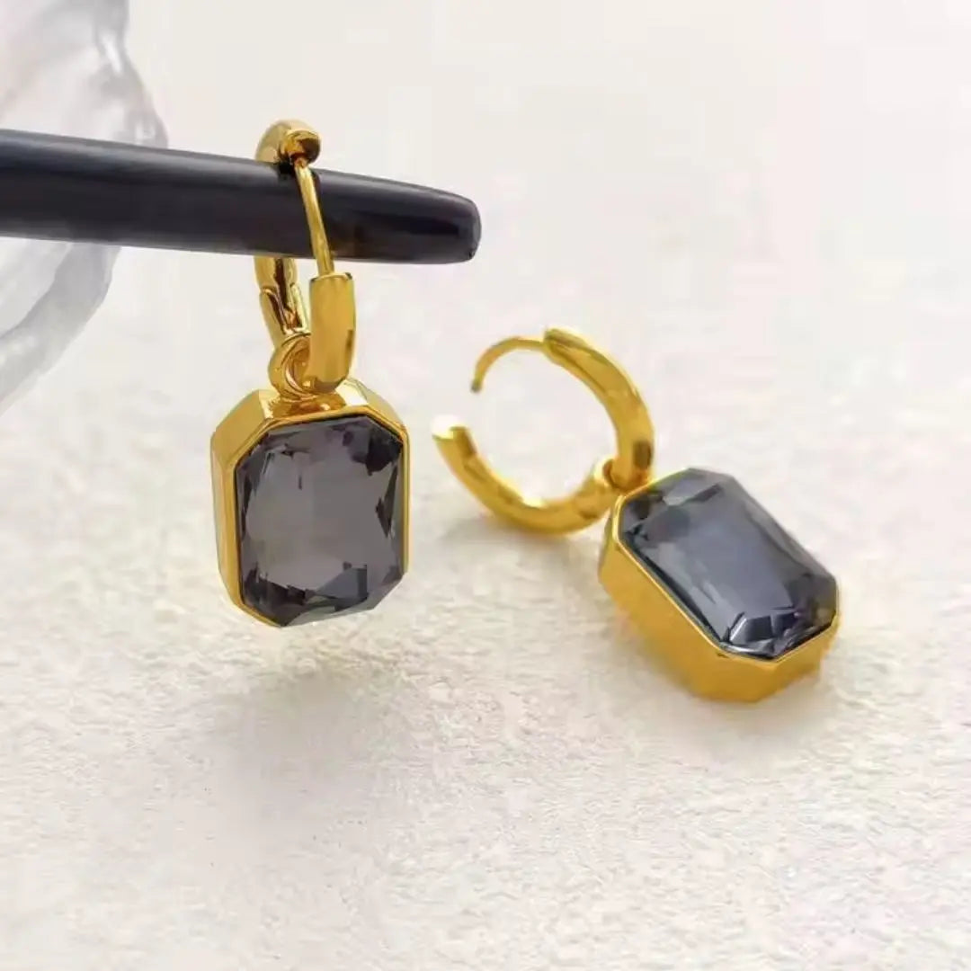 Gemstone Drop Hoops Wisteria